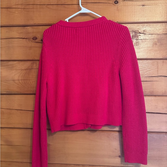 H&M Bright Red Ribbed Button-Front Cardigan - Picture 2 of 3